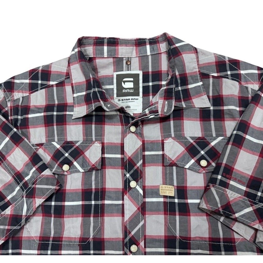 G-Star Raw Landoh Shirt Mens XL Grey Pearl Snap‎ Button Down Short Sleeve Shirt